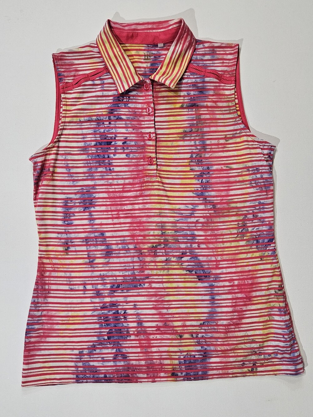 EP Pro Womens Spray Dye Stripe Golf Polo Medium Multicolor Outdoor Athleisure